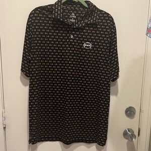 Rhoback Black and Gold Patterned Polo Shirt